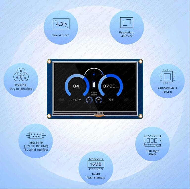 Serial Touchscreen Display NEXTION 4.3 Inch HMI Touchscreen LCD Display – Basic Series NX4827T043 ...