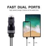 Mobile Car Charger (Bullet Shape)- 2 port USB Charger 2.4 A Max - Image 3