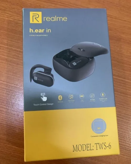 Bluetooth Earphones | Realme buds TWS-6 | Wireless Headphones with Charging Case - Black