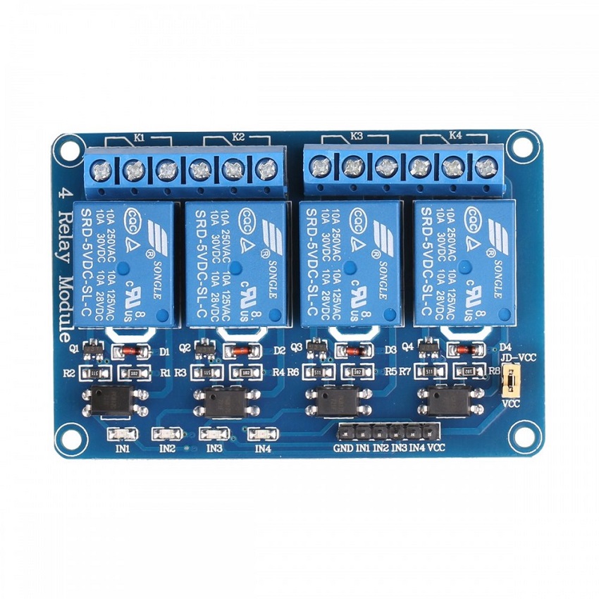 4-Channel 5V/10A Relay Module | Optocoupler isolation | low level | for Arduino & industrial control Techonics LTD