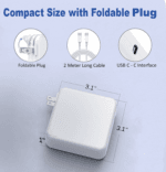 MacBook Air Charger – 118W Super Fast Charger with USB C – Included USB C Cable (6.6ft/2m) – White