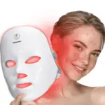 7 Colors LED Face Mask Light Therapy Controlled with Touch Button - Red Light Therapy Mask for Face, Blue Facial Mask Skincare at Home – Skin Rejuvenation Photon Mask - Cordless and Rechargeable - Portable – Pearl White - Warehouse in United States