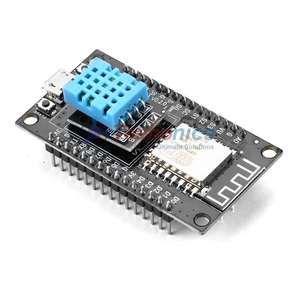 ESP8266 DHT11CH340 Development Board with built-in DHT-11 Temperature Humidity Sensor, CH340 Driver, ESP-12 WiFi Wireless Module