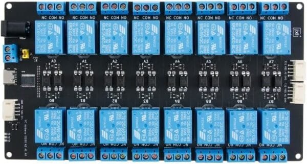 16-Channel 5V 10A Relay Module with Optocoupler Isolation - High-Power Relay Board - I2C Expandable XL9535-K16V5 Driver